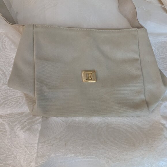 Monogram E Shoulder Bag Non Leather Vintage Ecru Light Grey White - Picture 4 of 9